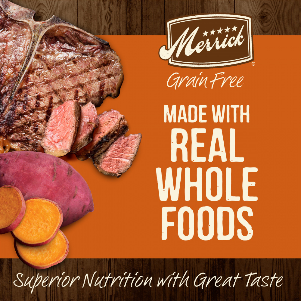 Merrick Premium Grain Free Dry Adult Dog Food Wholesome And Natural Kibble Real Texas Beef And Sweet Potato