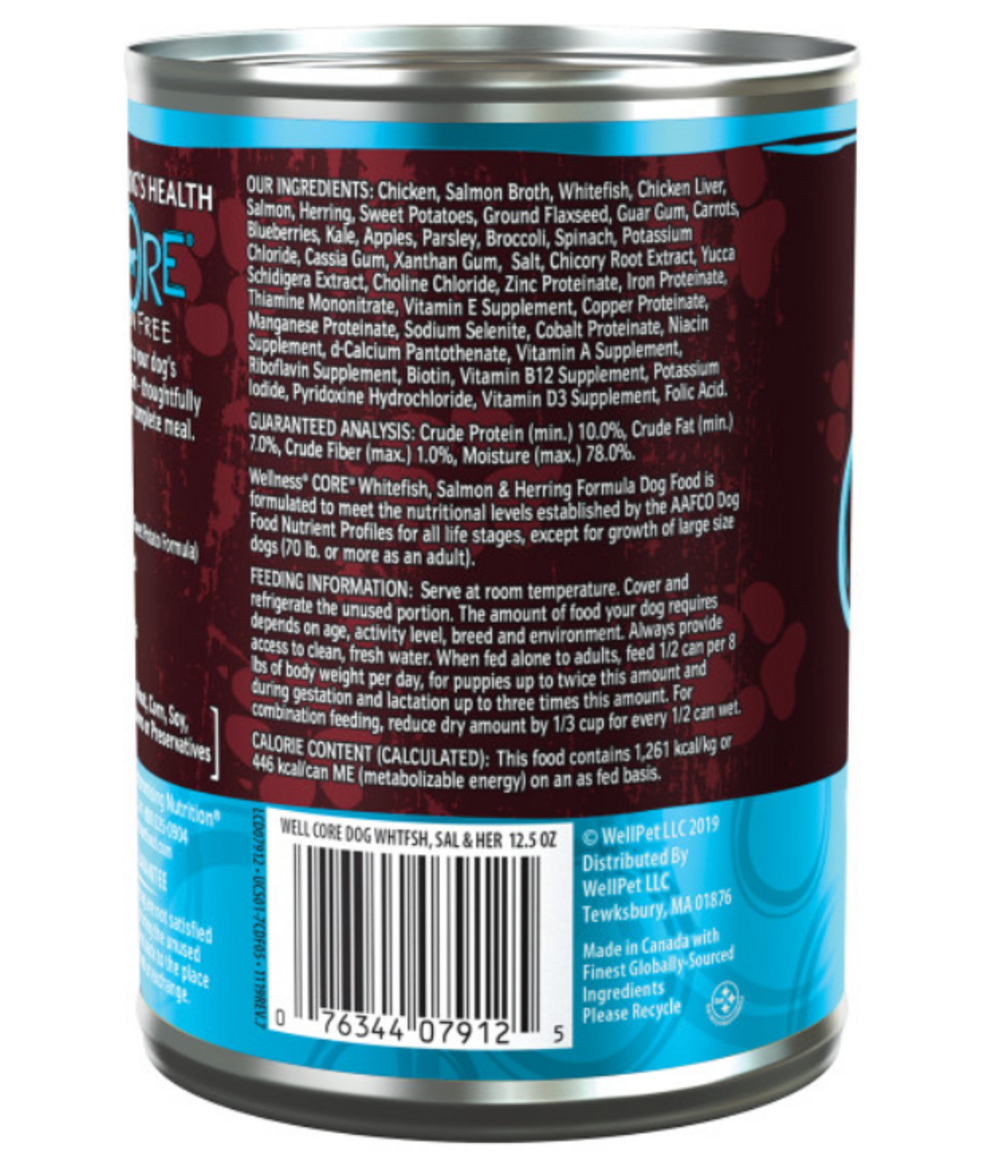 Wellness CORE Grain Free Natural Whitefish, Salmon and Herring Recipe Wet Canned Dog Food