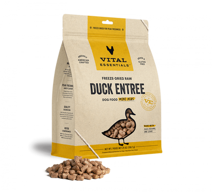 Vital Essentials Freeze Dried Grain Free Duck Mini Nibs Entree for Dogs Food