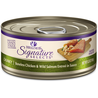 Wellness Signature Selects Grain Free Natural White Meat Chicken and Wild Salmon Entree in Sauce Wet Canned Cat Food